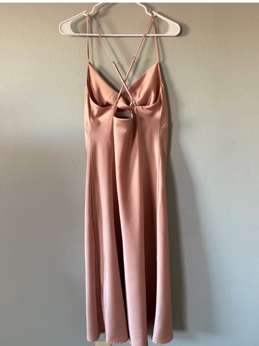 Show Me Your Mumu Blush Pink Satin Midi Slip Dress Cowl Neck Open Back M - Picture 5 of 10